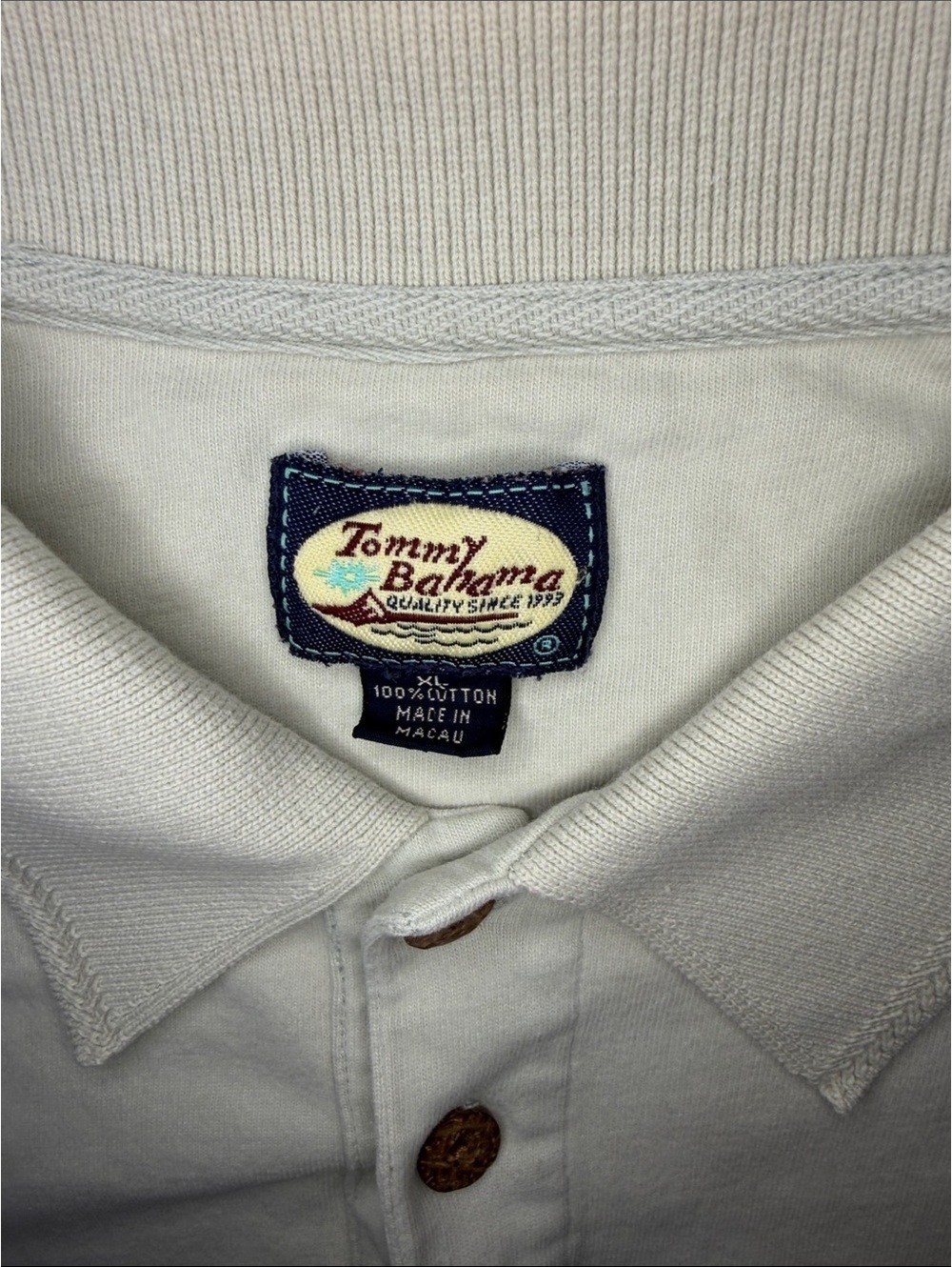 Tommy Bahama Classic Beige Polo Shirt - 100% Cotton, Size Large - Picture 2 of 3